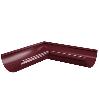 Угол желоба водостока внутренний 90 градусов d125мм RAL 3005 Красное Вино металлический