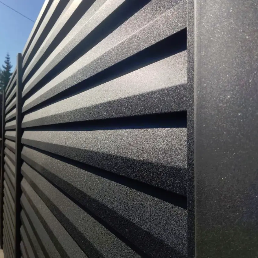 Фото 7 Двусторонний забор Реснички 7024 МАТТЕ серый графит матовый