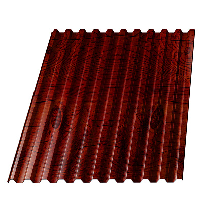 Профнастил С-21 под дерево Каштан Красный 0.45 мм Printech Корея