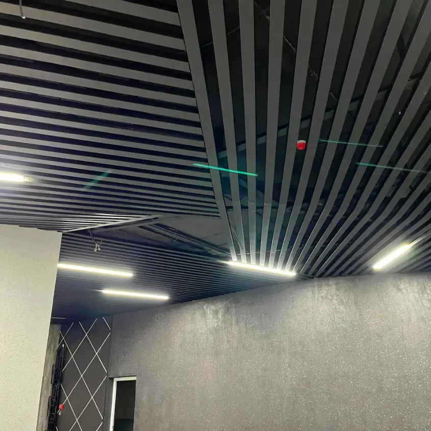 Фото 2 Стальная рейка на потолке RAL9005 МАТТЕ Черный матовый