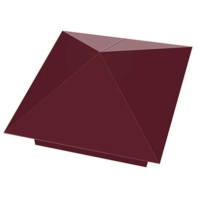 Колпак металлический RAL3005 Красное Вино на столб заборный 1,5х1,5 кирпича размер под посадку 400х400мм