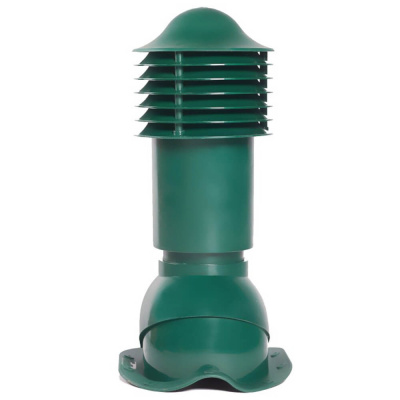 Труба вентиляционная VIOTTO d110мм h550мм для металлочерепицы RAL6005 зеленый мох вид спереди
