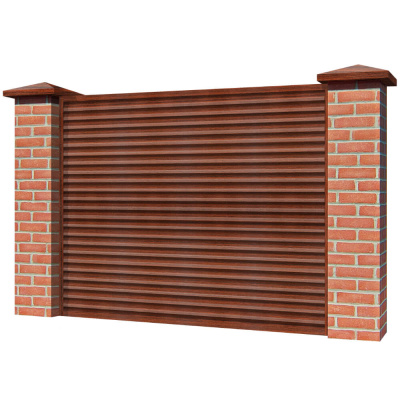 Забор жалюзи ЭКО-Z Венге SteelArt двусторонний на кирпичных столбах